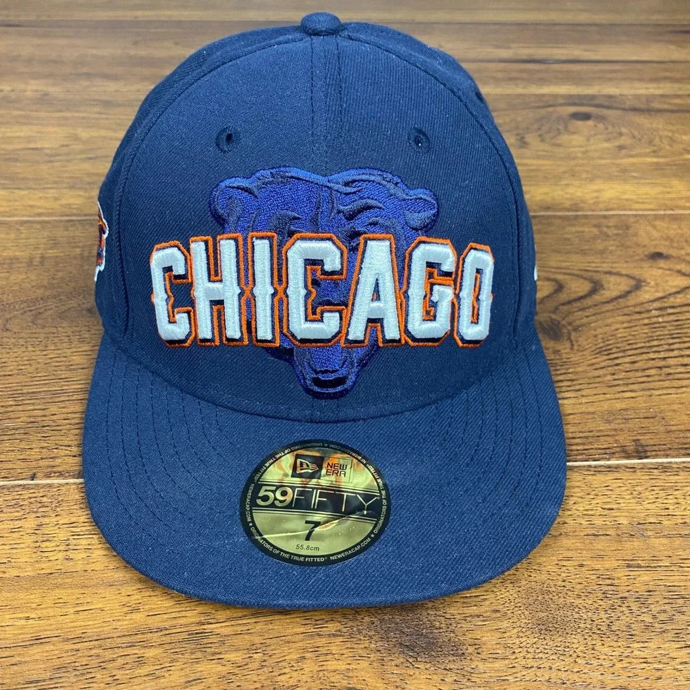 New Era 59FIFTY Chicago Bears 2012 NFL Draft Fitted Hat Navy Blue Size 7